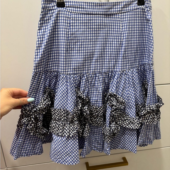 Alexis Blue and White Ruffled Mini Skirt - Picture 2 of 3